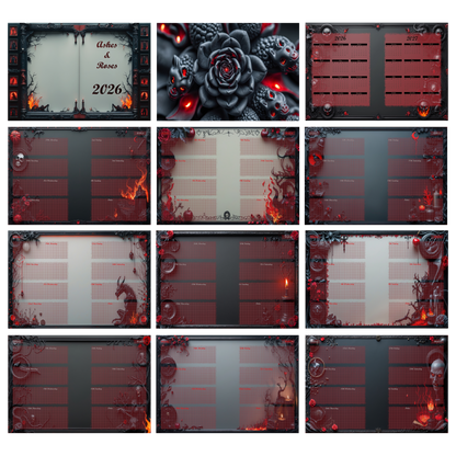 DIN A6 Ringbuchkalender: Ashes & Roses 2026 – Ihr Dunkler Begleiter für Mystische Momente