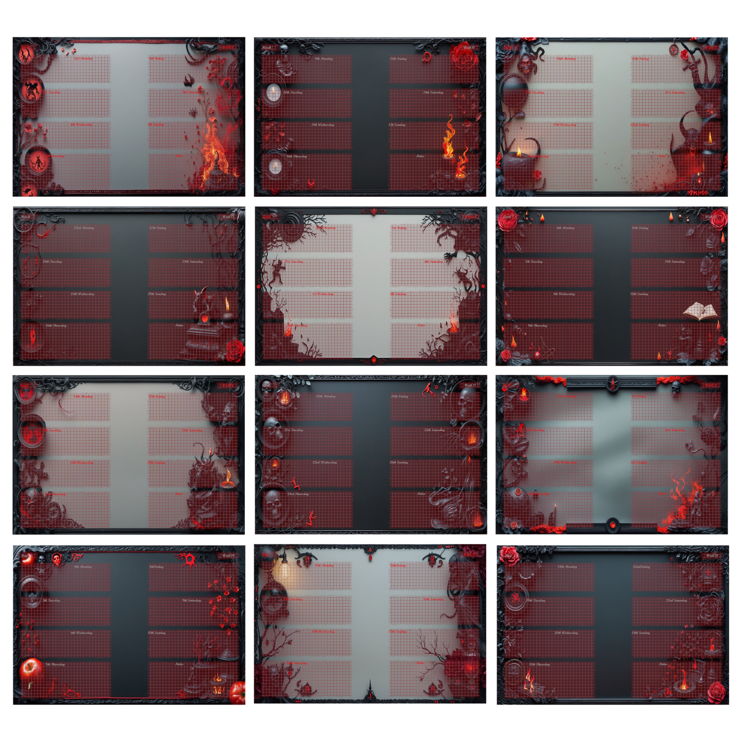 DIN A6 Ringbuchkalender: Ashes & Roses 2026 – Ihr Dunkler Begleiter für Mystische Momente