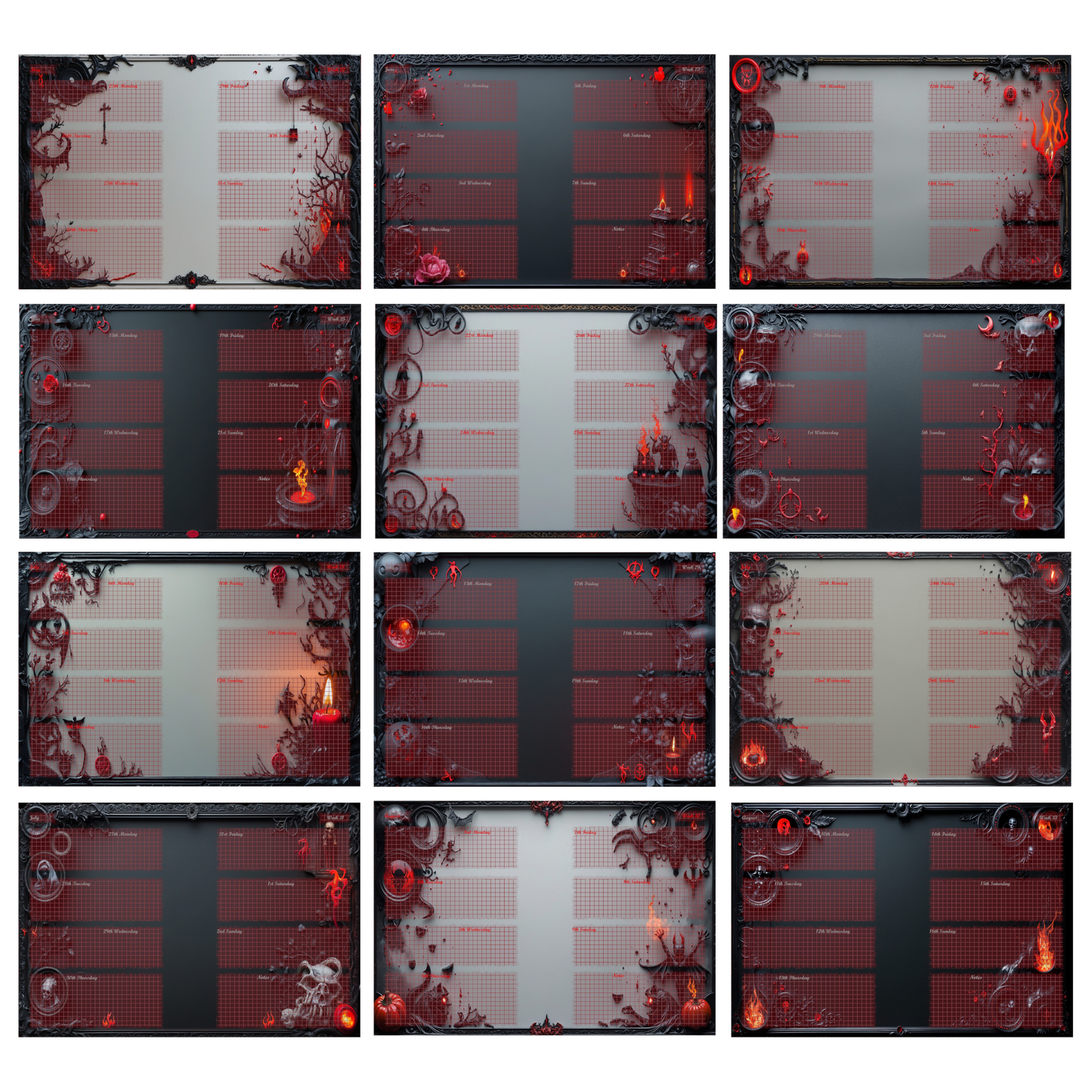 DIN A6 Ringbuchkalender: Ashes & Roses 2026 – Ihr Dunkler Begleiter für Mystische Momente