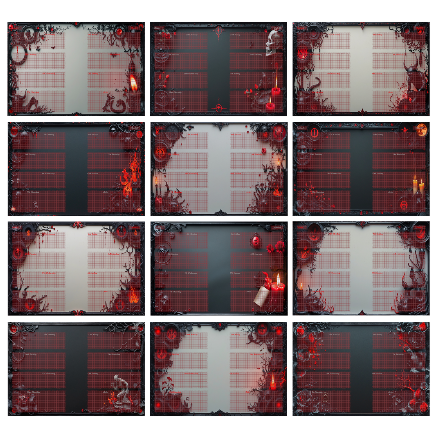 DIN A6 Ringbuchkalender: Ashes & Roses 2026 – Ihr Dunkler Begleiter für Mystische Momente