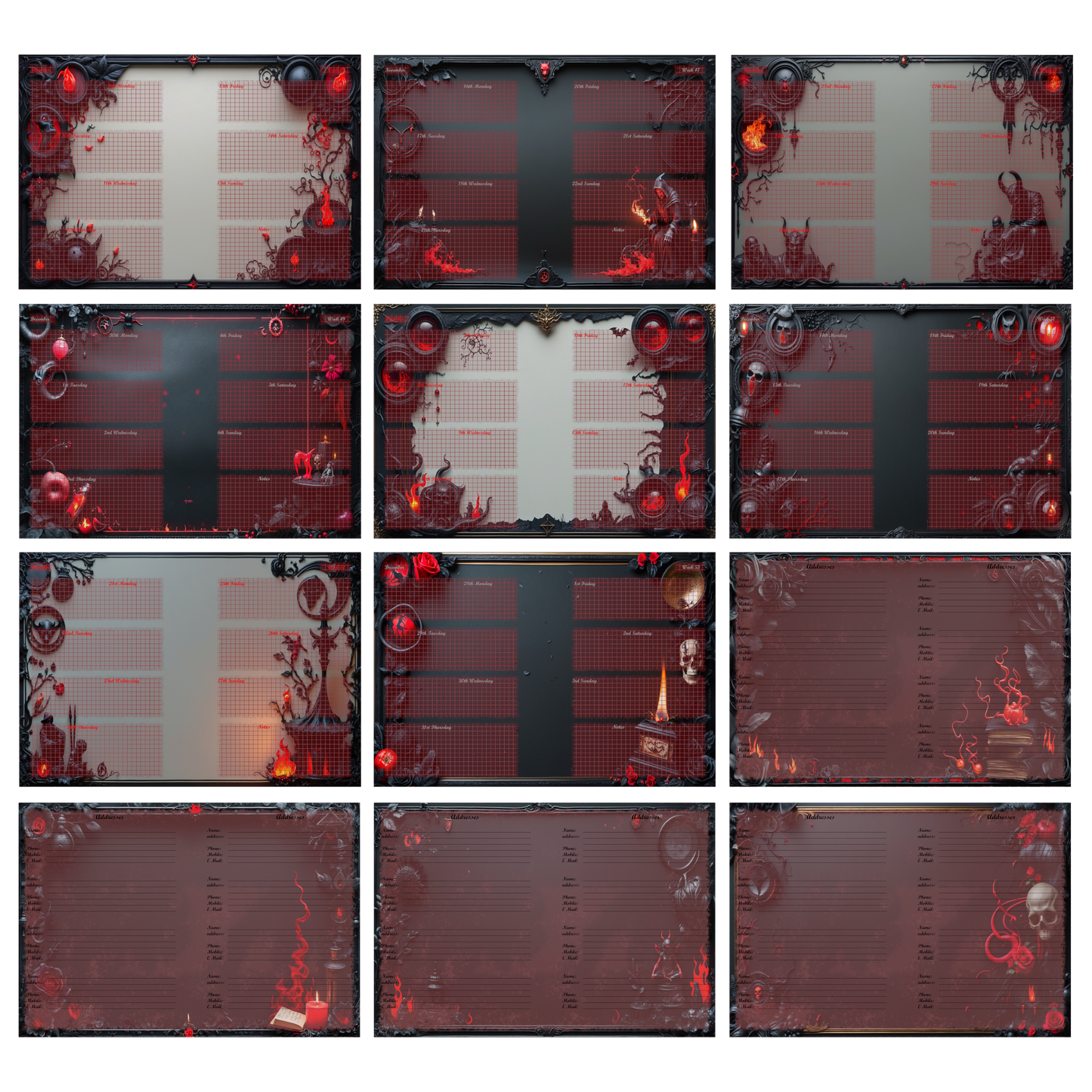 DIN A6 Ringbuchkalender: Ashes & Roses 2026 – Ihr Dunkler Begleiter für Mystische Momente