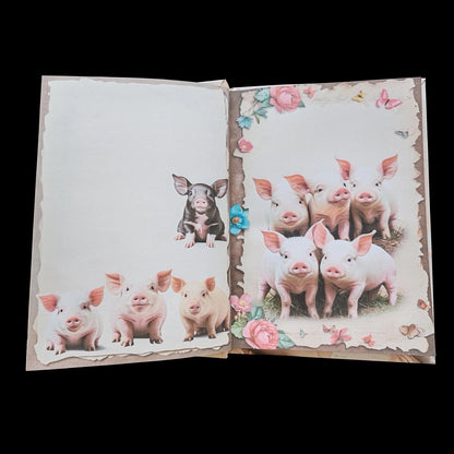 Illustriertes Notizbuch | Motiv Lucky Piglets  | DIN A5 Hardcover | 160 Seiten