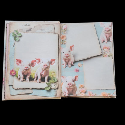 Illustriertes Notizbuch | Motiv Lucky Piglets  | DIN A5 Hardcover | 160 Seiten