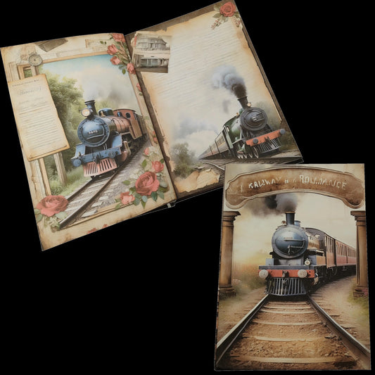Illustriertes Notizbuch | Motiv Railway Romance | DIN A5 Hardcover | 160 Seiten