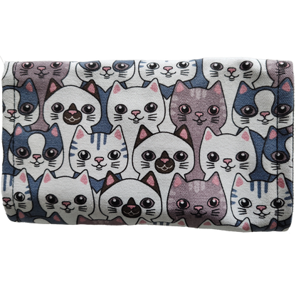 Federmäppchen | Katzen-Design | Canvas | 48 Stiftplätze | Einrollbar
