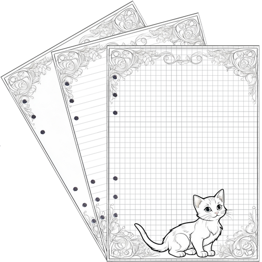 DIN A5 Ringbucheinlagen 6-fach Lochung mit Motiv | Bild Katze 2