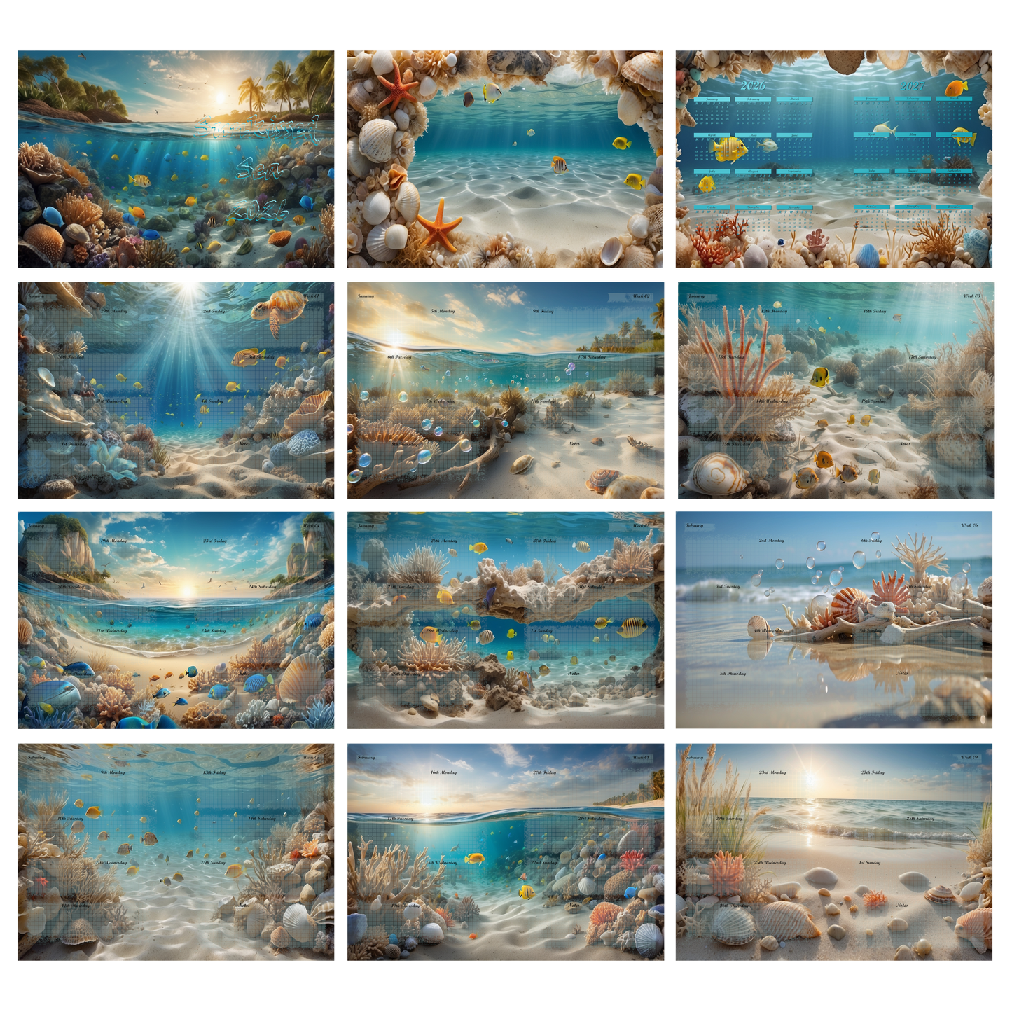 DIN A5 Ringbuchkalender 2026: Sunkissed Sea – Ihr Strahlender Begleiter durch Wundervolle Unterwasserwelten