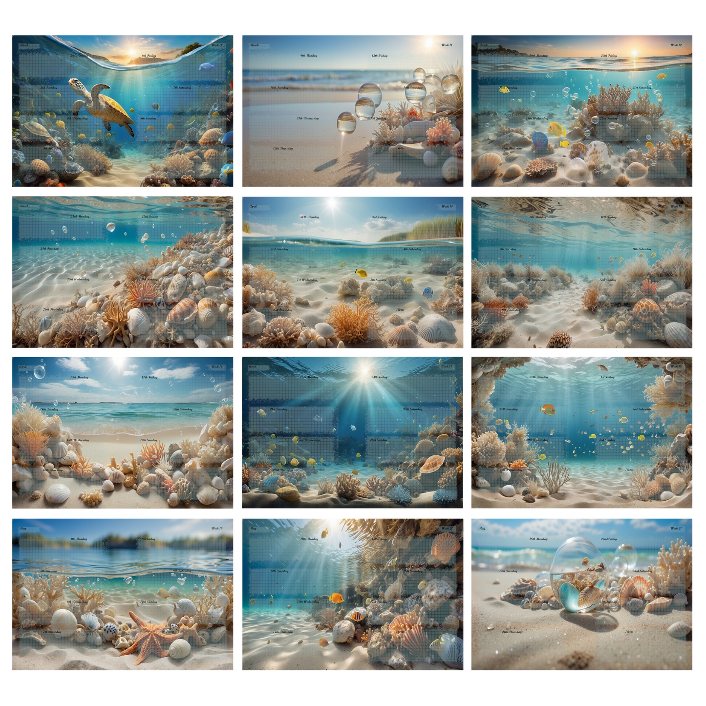 DIN A5 Ringbuchkalender 2026: Sunkissed Sea – Ihr Strahlender Begleiter durch Wundervolle Unterwasserwelten