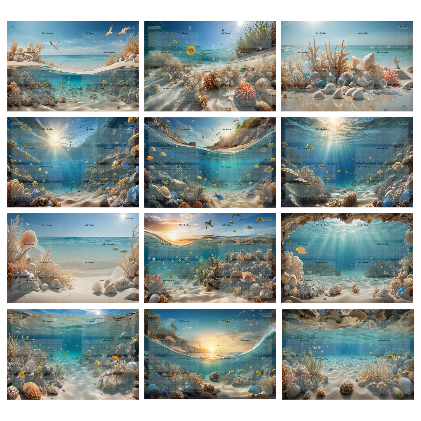 DIN A5 Ringbuchkalender 2026: Sunkissed Sea – Ihr Strahlender Begleiter durch Wundervolle Unterwasserwelten