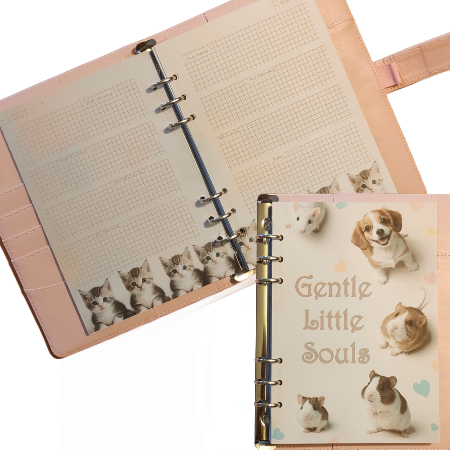 DIN A6 Ringbuchkalender 2026:  Gentle Little Souls –  voller Herzmomenten mit flauschigen kleinen Begleitern