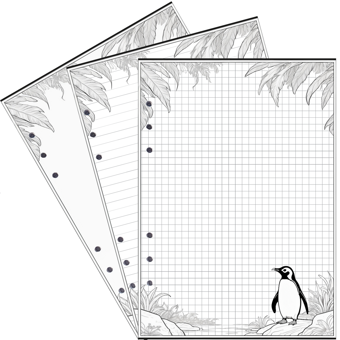 DIN A5 Ringbucheinlagen 6-fach Lochung mit Motiv | Bild Pinguin 1
