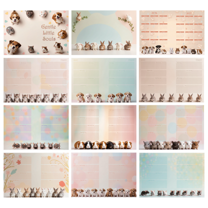 DIN A6 Ringbuchkalender 2026:  Gentle Little Souls –  voller Herzmomenten mit flauschigen kleinen Begleitern