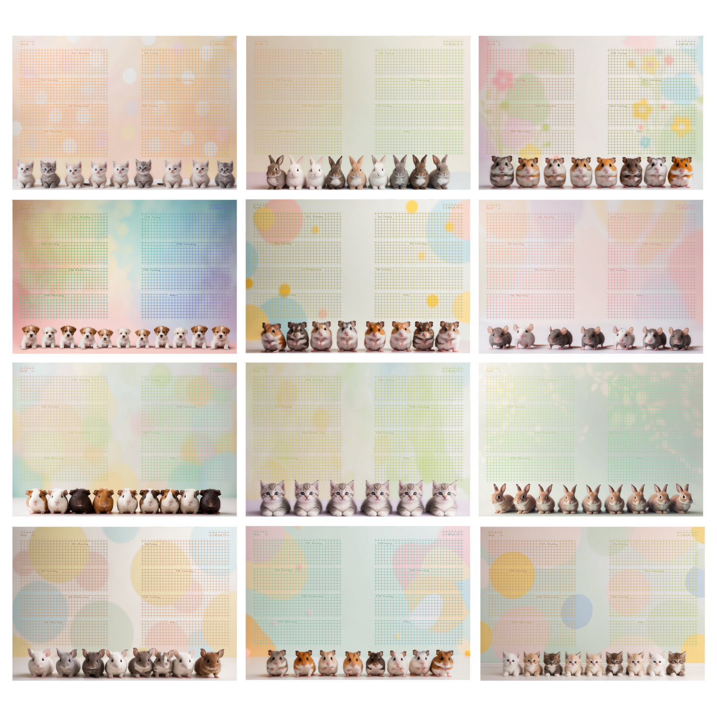 DIN A6 Ringbuchkalender 2026:  Gentle Little Souls –  voller Herzmomenten mit flauschigen kleinen Begleitern