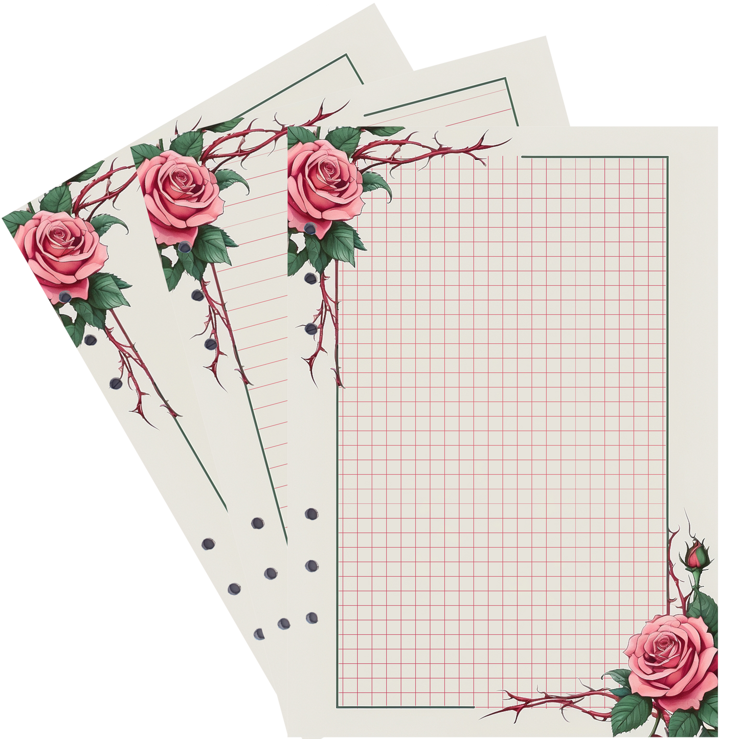 DIN A5 Ringbucheinlagen 6-fach Lochung mit Motiv | Bild Rose 6