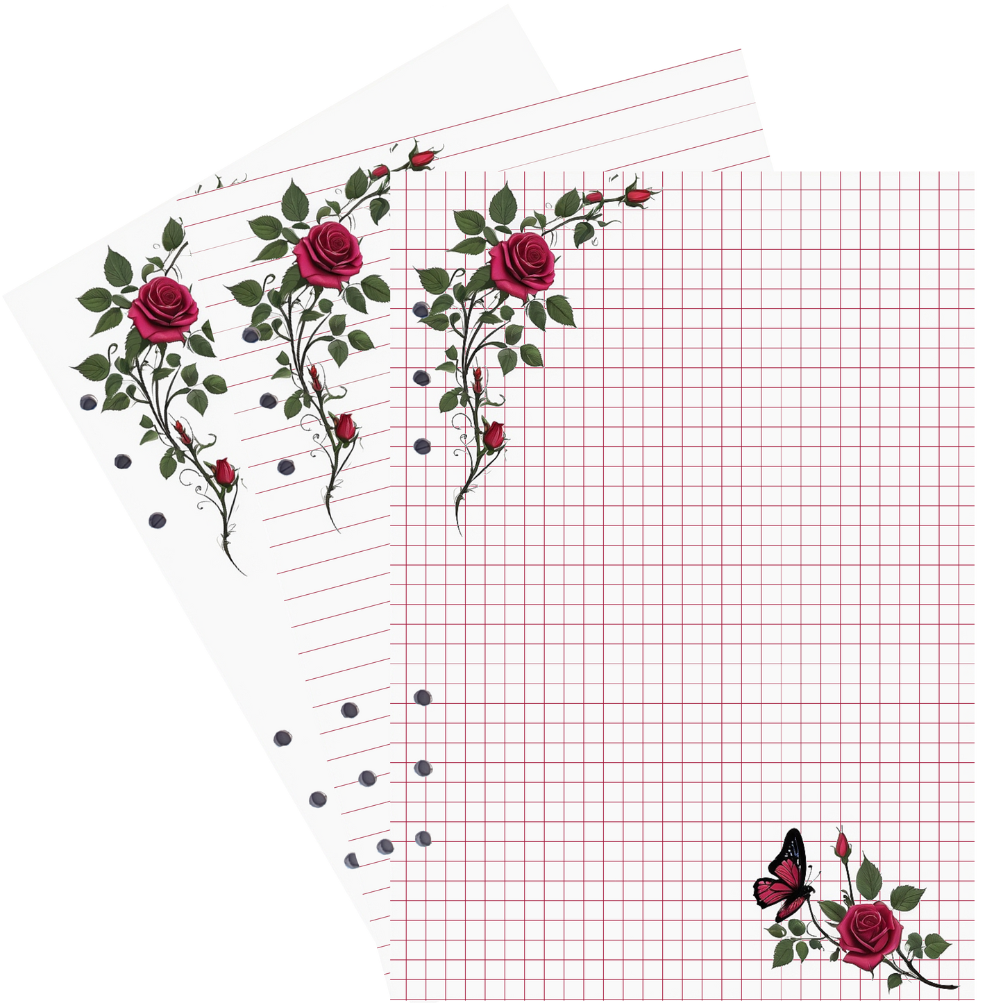 DIN A5 Ringbucheinlagen 6-fach Lochung mit Motiv | Bild Rose 8