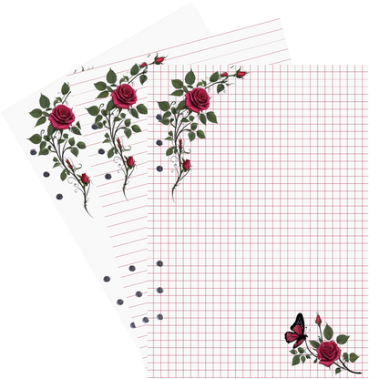 DIN A5 Ringbucheinlagen 6-fach Lochung mit Motiv | Bild Rose 8