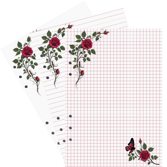 DIN A5 Ringbucheinlagen 6-fach Lochung mit Motiv | Bild Rose 8
