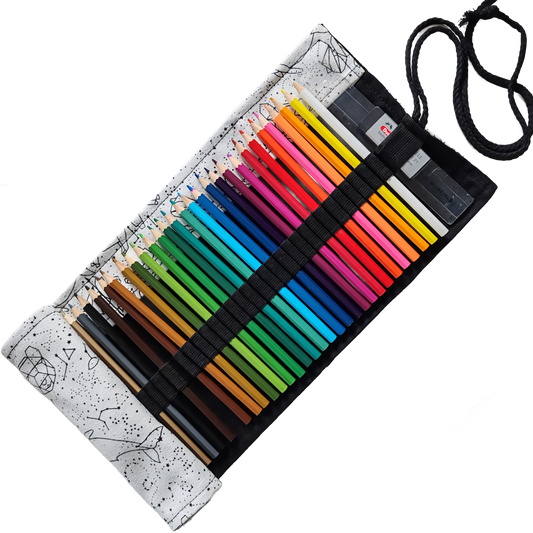 Federmäppchen | Sternbilder-Design | Canvas | 48 Stiftplätze | Einrollbar
