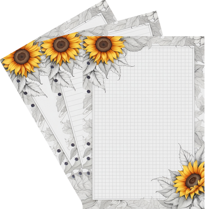DIN A5 Ringbucheinlagen 6-fach Lochung mit Motiv | Bild Sunflower 65