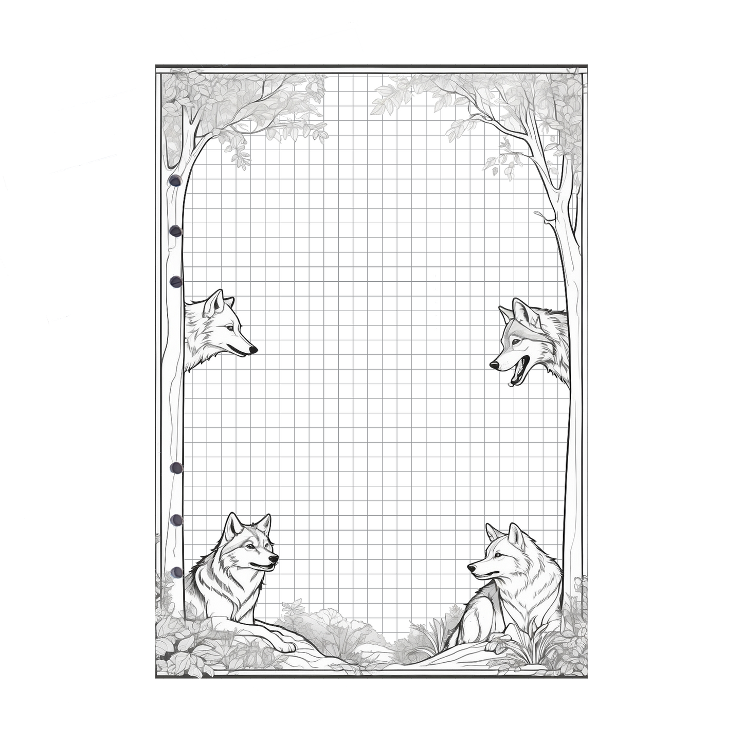 DIN A5 Ringbucheinlagen 6-fach Lochung mit Motiv | Bild Wolf 5 | DIN A5 | Eco