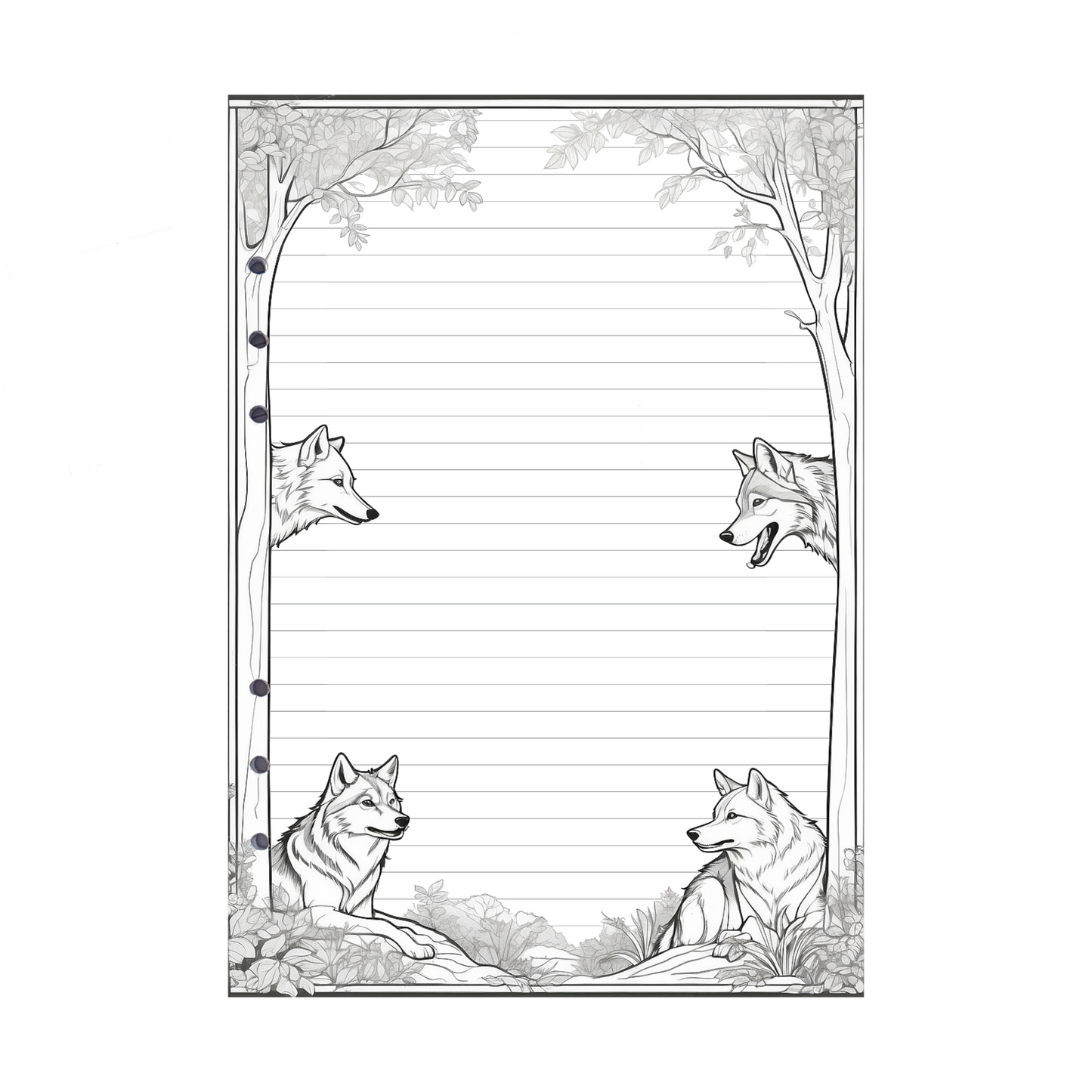 DIN A5 Ringbucheinlagen 6-fach Lochung mit Motiv | Bild Wolf 5 | DIN A5 | Eco