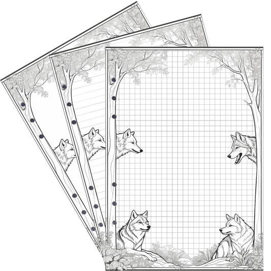 DIN A5 Ringbucheinlagen 6-fach Lochung mit Motiv | Bild Wolf 5 | DIN A5 | Eco