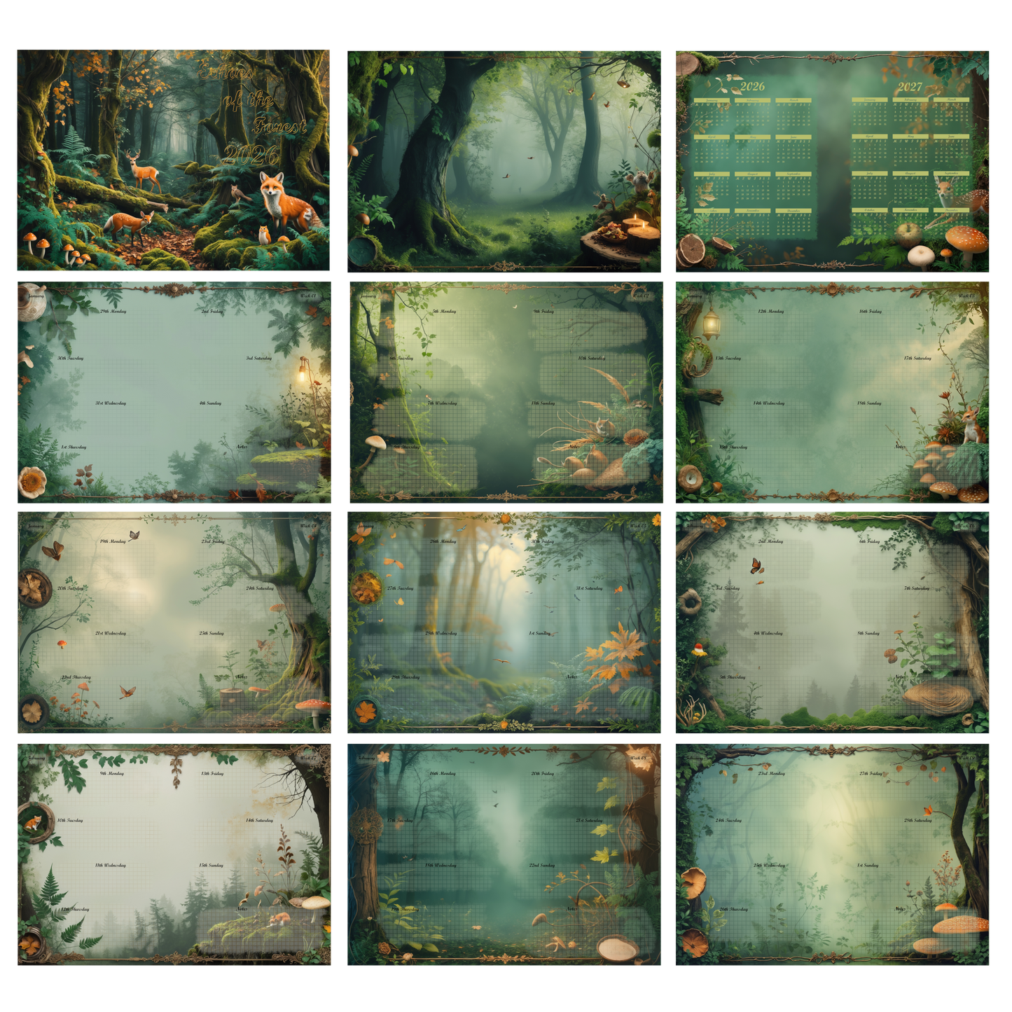DIN A5 Ringbuchkalender 2026: Echoes of the Forest – Ein Kalender voller Waldzauber und natürlicher Ruhe