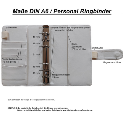 Personal Size / DIN A6 Ringbuch | Ringbinder Flieder | 6-Ring-Mechanik